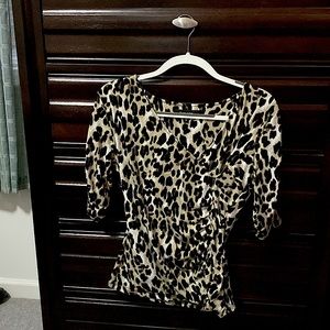 Leopard print ruched blouse, wrap style